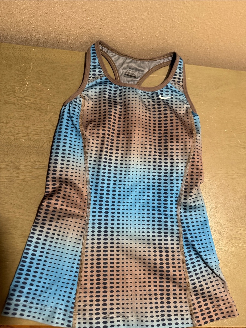 Nike Blue and Tan Spotted Racerback One-Piece Tank size XS